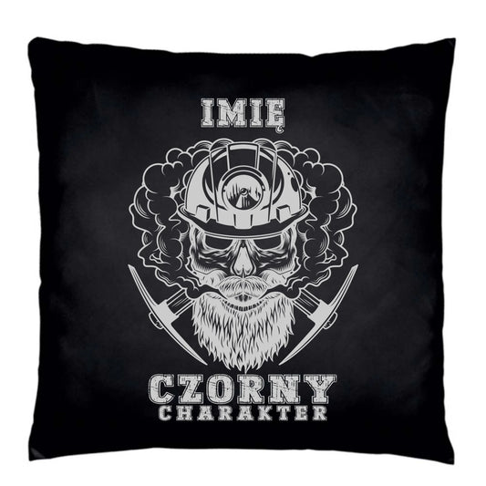 Poduszka dekoracyjna - prezent dla górnika - Czorny charakter - personalizowana G06 - StoryCups.pl