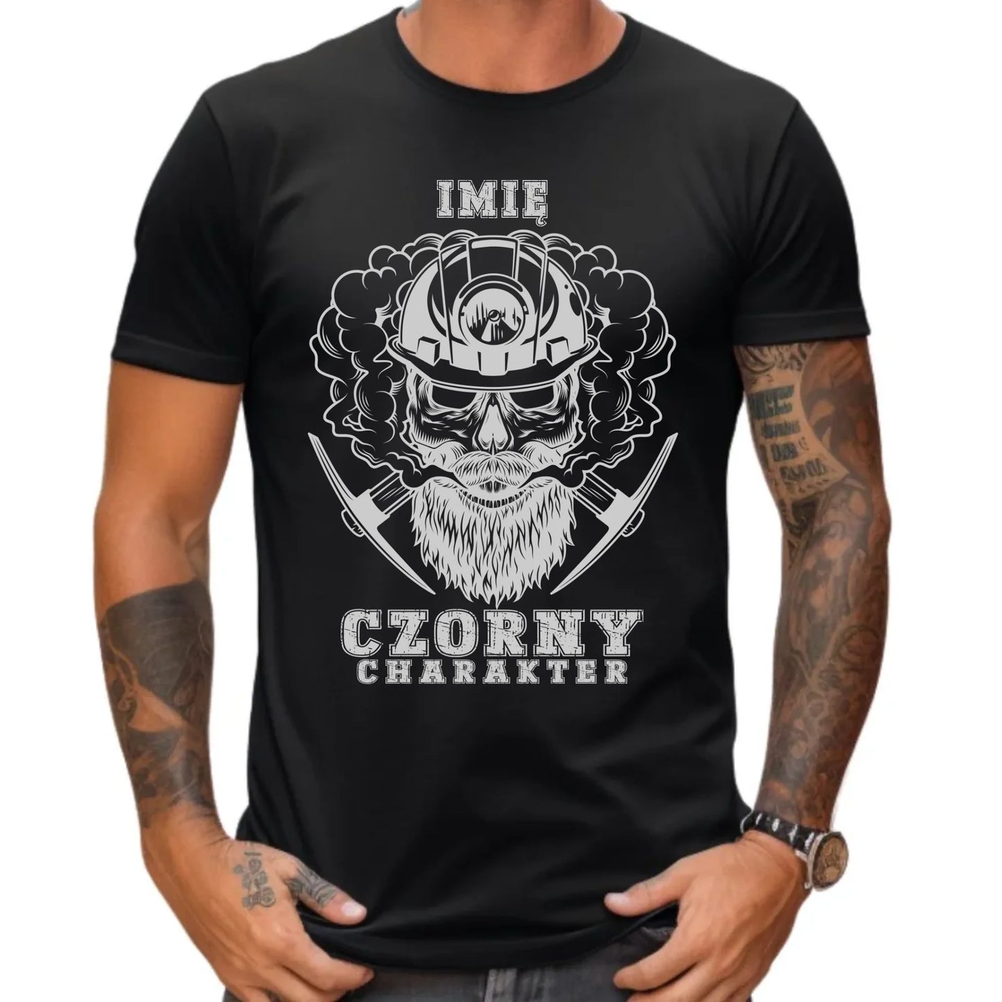 Koszulka męska - prezent dla górnika - Czorny charakter - personalizowana G06 - StoryCups.pl