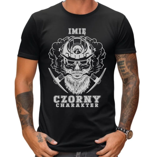 Koszulka męska - prezent dla górnika - Czorny charakter - personalizowana G06 - StoryCups.pl