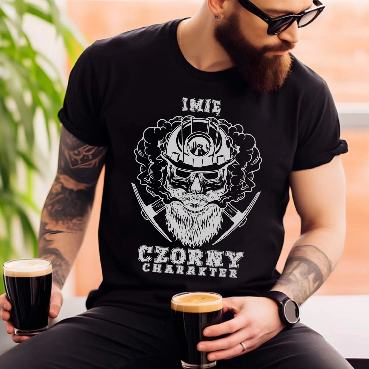 Koszulka męska - prezent dla górnika - Czorny charakter - personalizowana G06 - StoryCups.pl