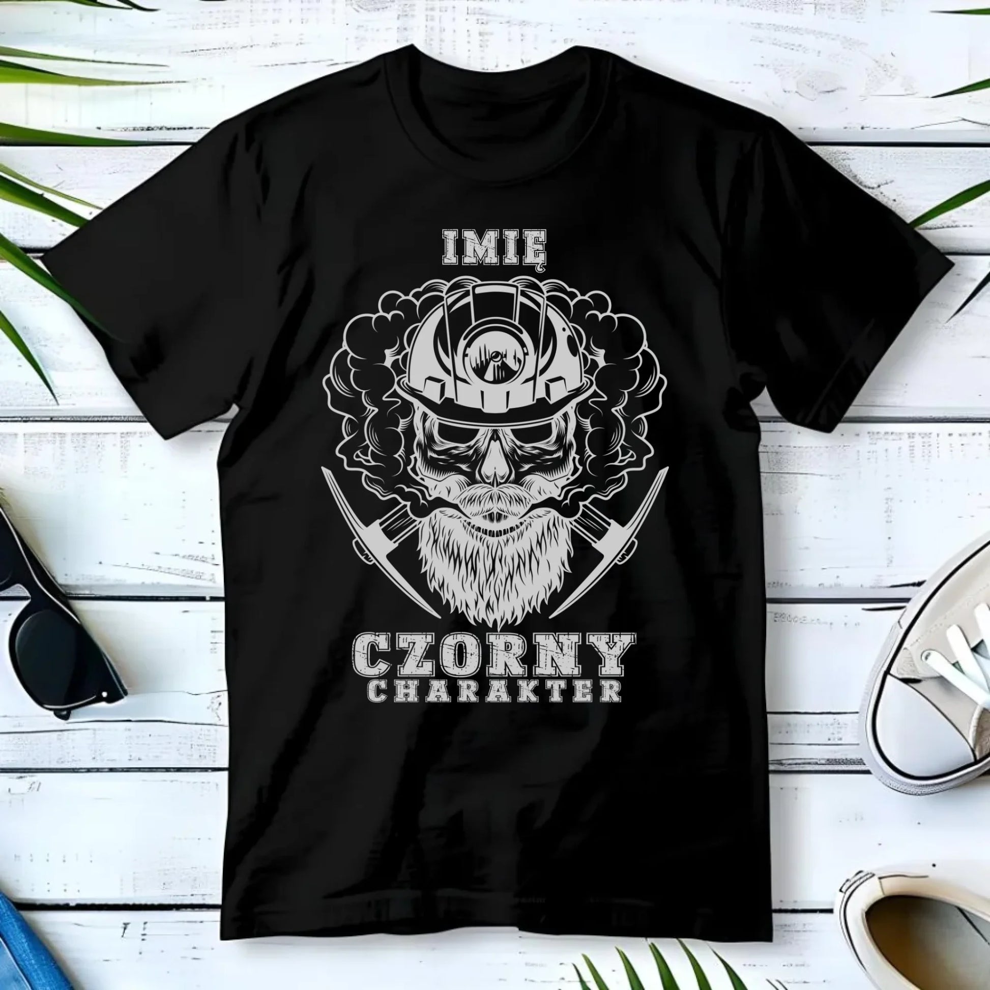 Koszulka męska - prezent dla górnika - Czorny charakter - personalizowana G06 - StoryCups.pl