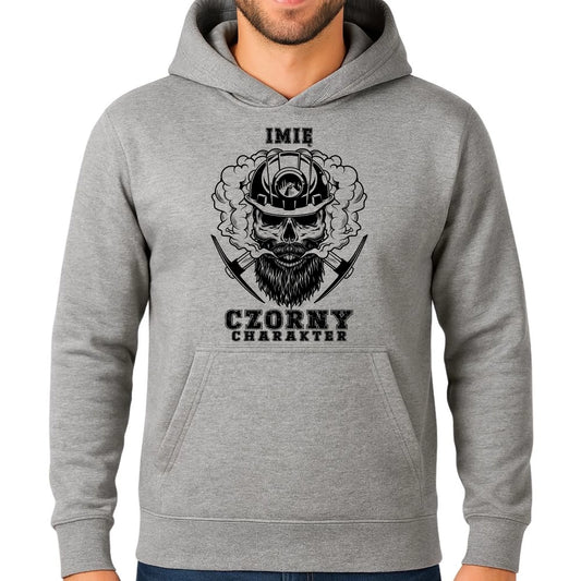 Bluza męska z kapturem - prezent dla górnika - Czorny charakter - personalizowana G06 - StoryCups.pl