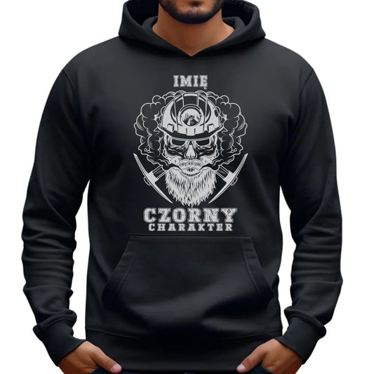 Bluza męska z kapturem - prezent dla górnika - Czorny charakter - personalizowana G06 - StoryCups.pl
