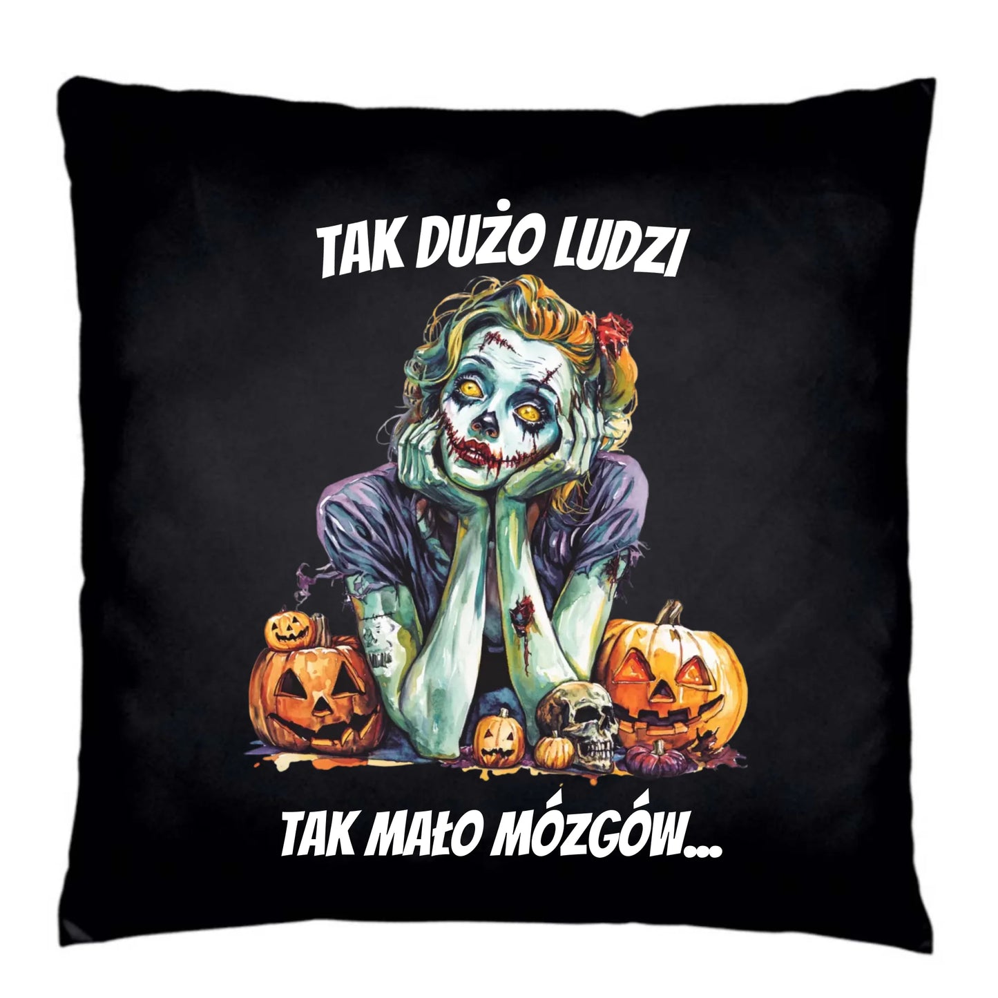 Poduszka dekoracyjna na Halloween - Zombie - Tak mało mózgów HL31 - StoryCups.pl