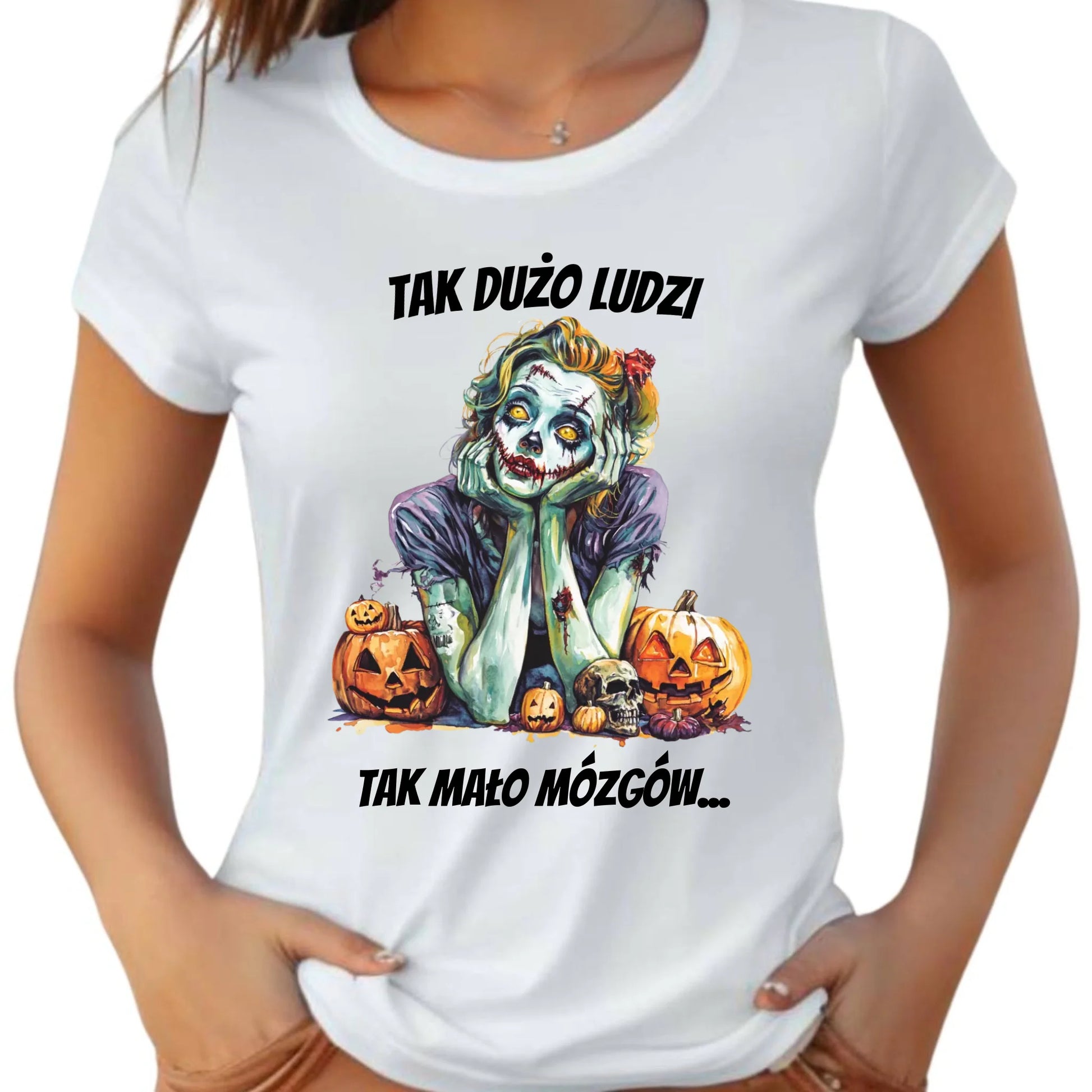 Koszulka damska na Halloween - Zombie - Tak mało mózgów HL31 - StoryCups.pl
