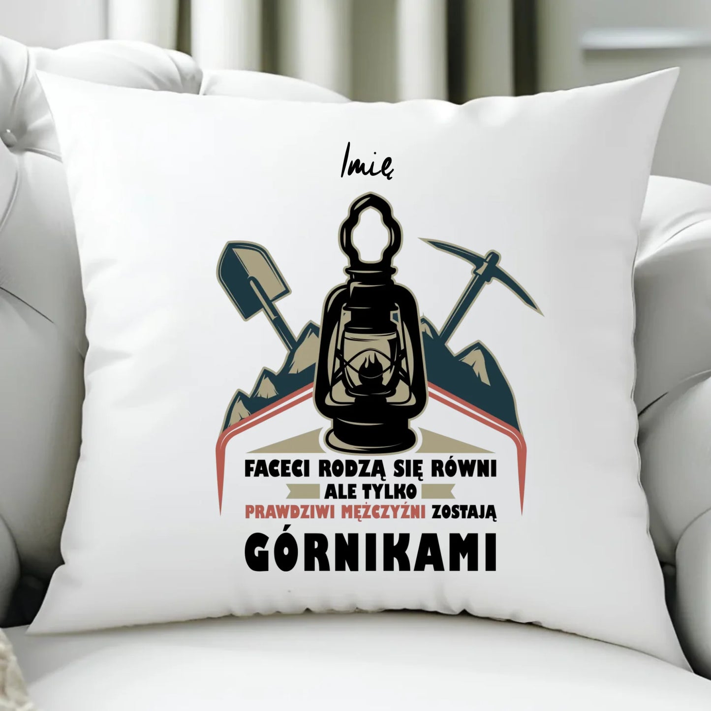 Poduszka - prezent dla górnika - Prawdziwi mężczyźni zostają górnikami - personalizowana G08 - StoryCups.pl