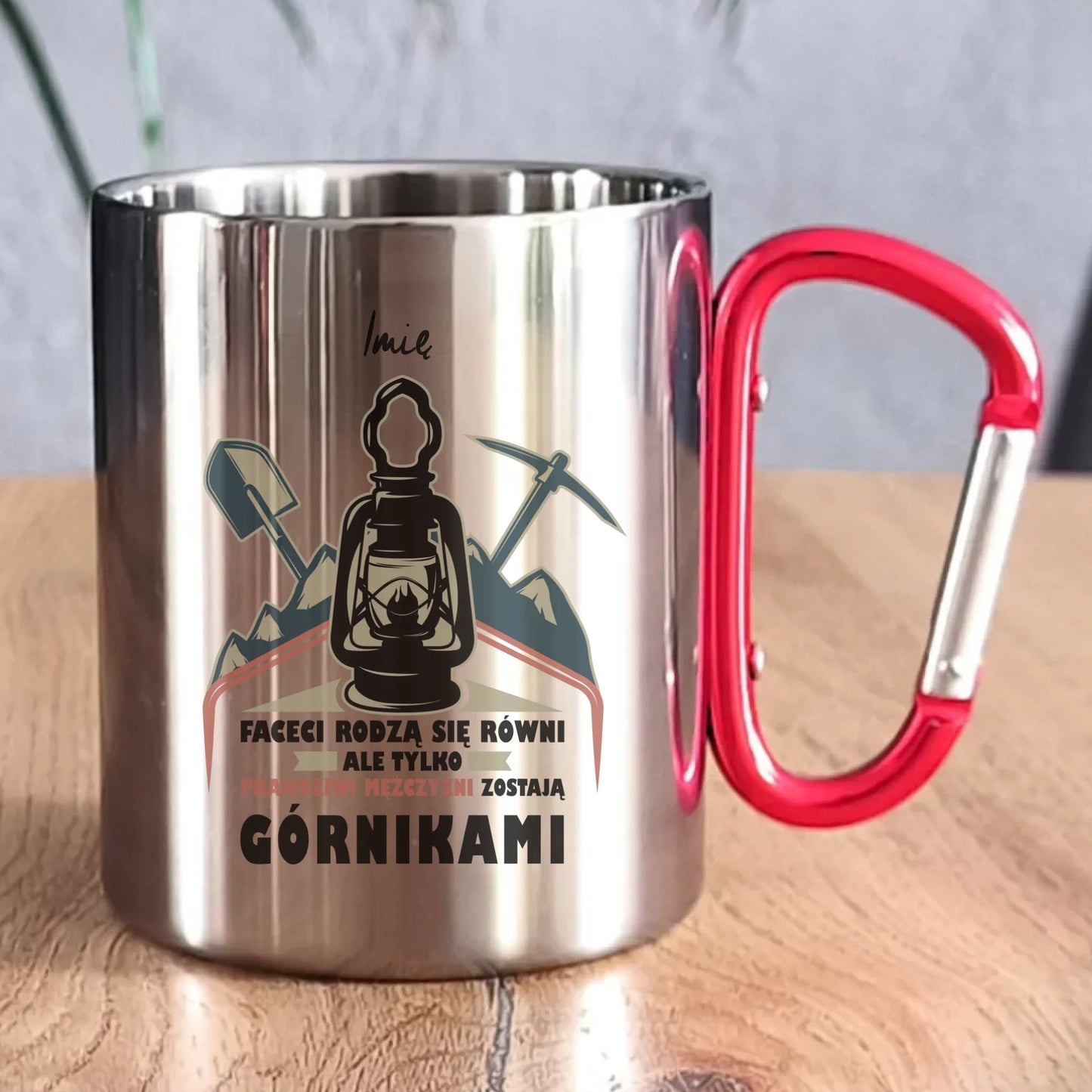 Kubek metalowy - prezent dla górnika - Prawdziwi mężczyźni zostają górnikami - personalizowany G08 - StoryCups.pl