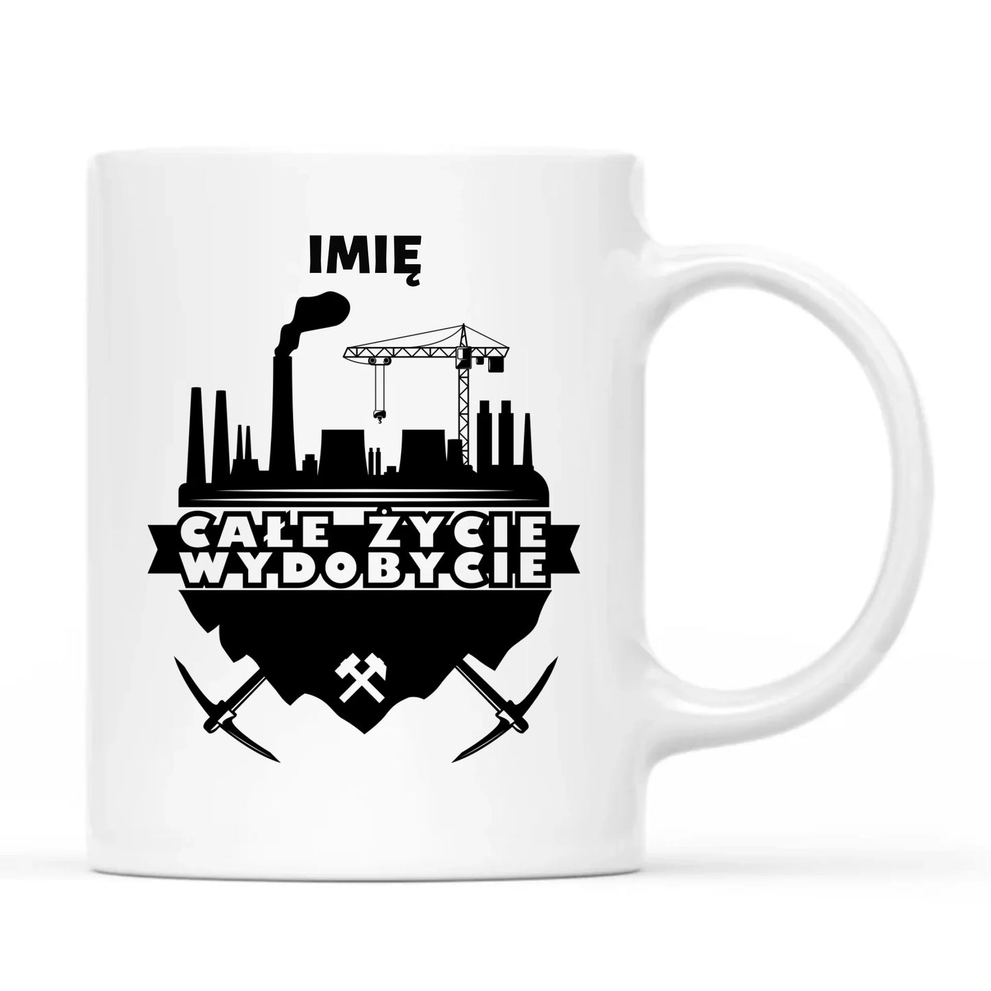 Kubek - prezent dla górnika - Całe życie wydobycie - personalizowany G09 - StoryCups.pl