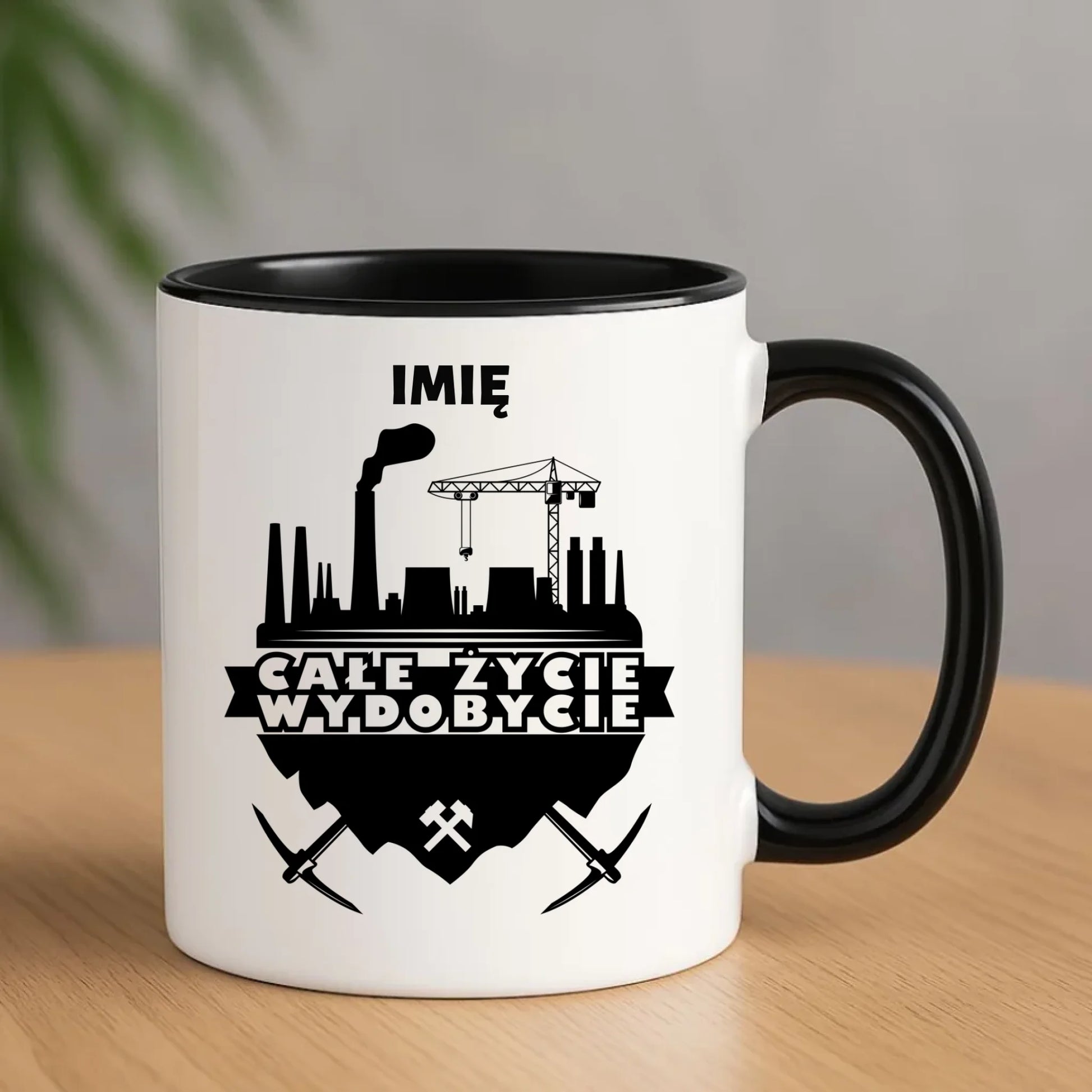 Kubek - prezent dla górnika - Całe życie wydobycie - personalizowany G09 - StoryCups.pl