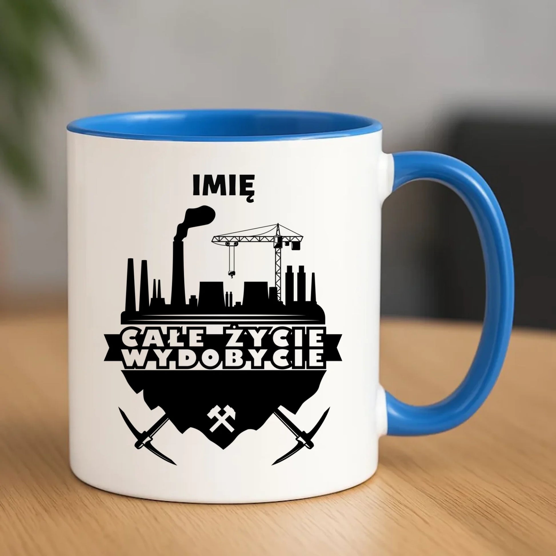 Kubek - prezent dla górnika - Całe życie wydobycie - personalizowany G09 - StoryCups.pl