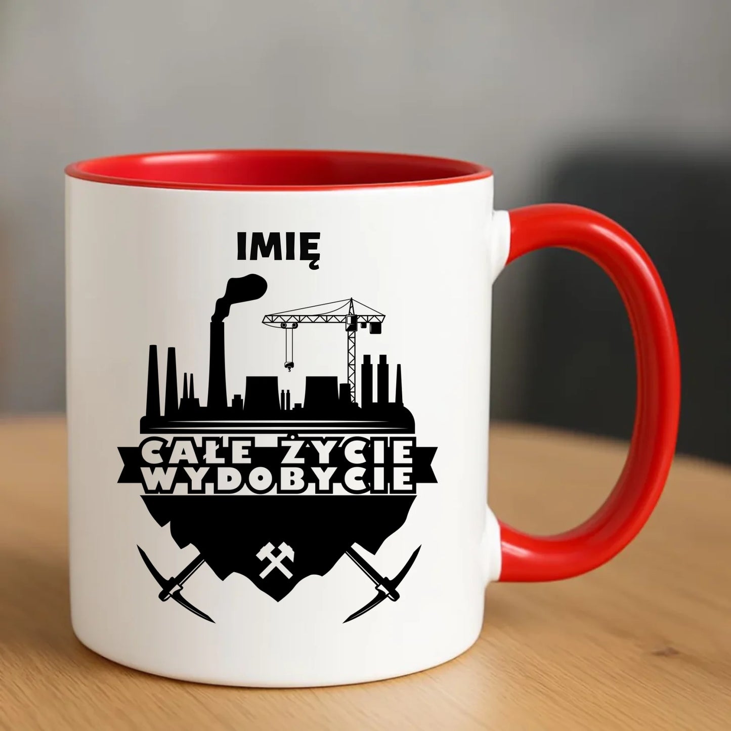 Kubek - prezent dla górnika - Całe życie wydobycie - personalizowany G09 - StoryCups.pl