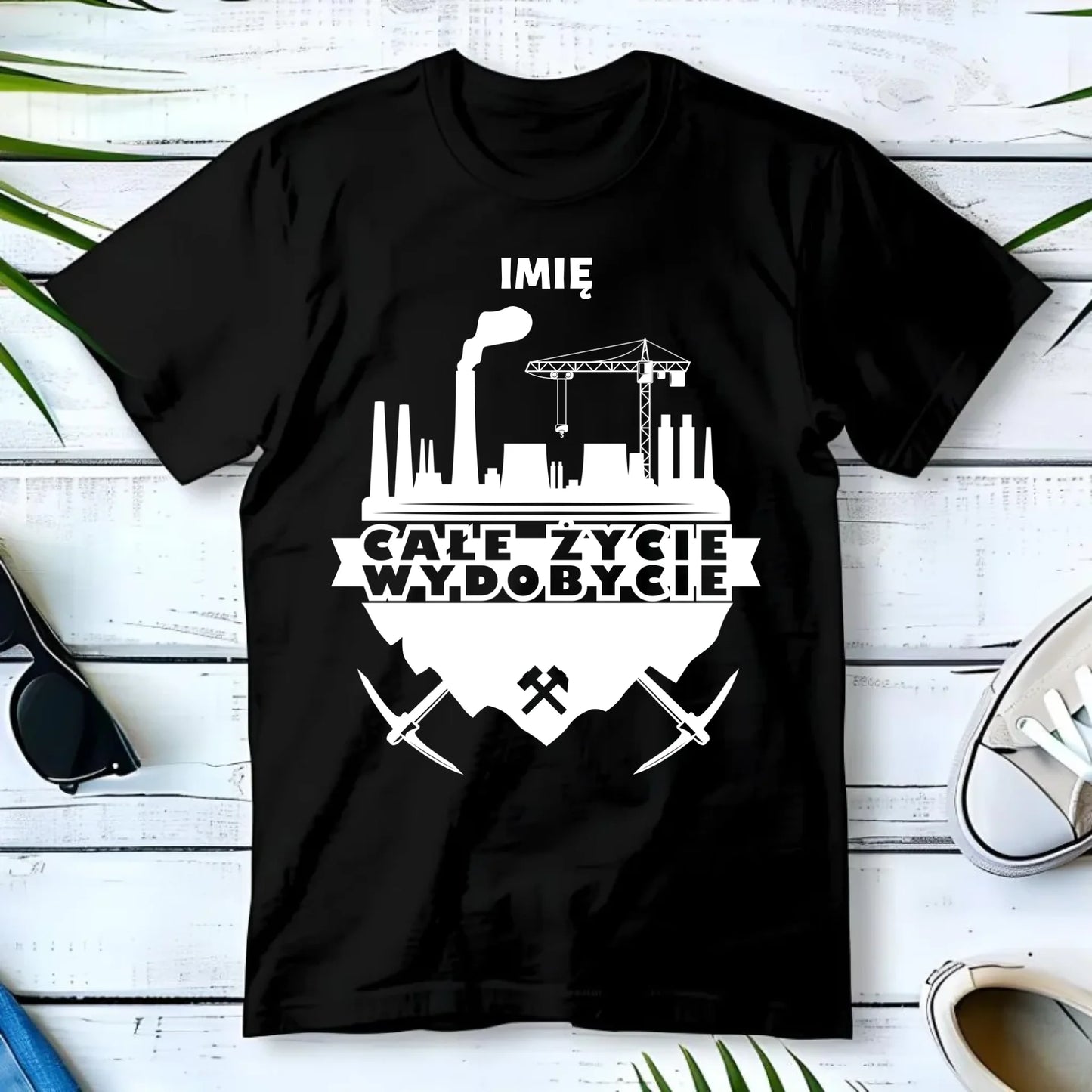 Koszulka męska - prezent dla górnika - Całe życie wydobycie - personalizowana G09 - StoryCups.pl