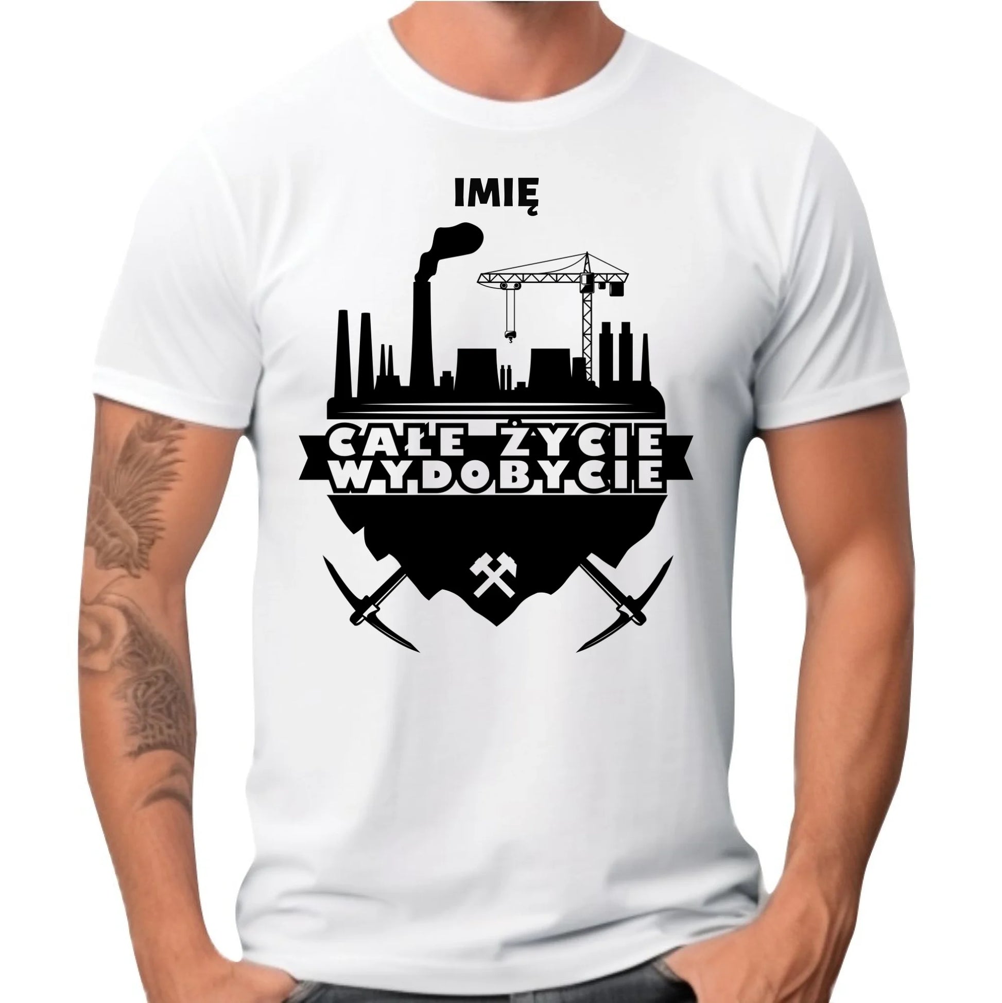 Koszulka męska - prezent dla górnika - Całe życie wydobycie - personalizowana G09 - StoryCups.pl