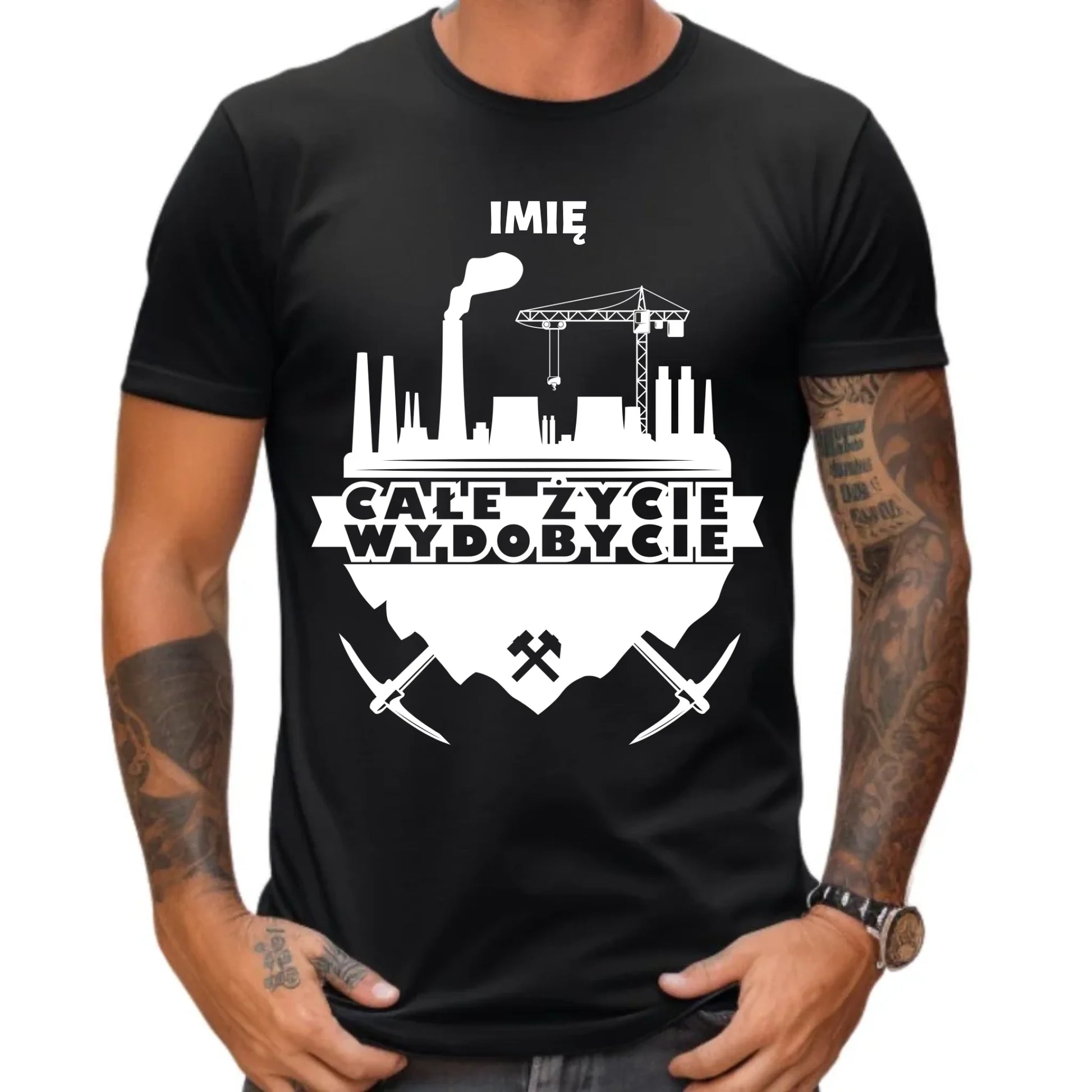Koszulka męska - prezent dla górnika - Całe życie wydobycie - personalizowana G09 - StoryCups.pl