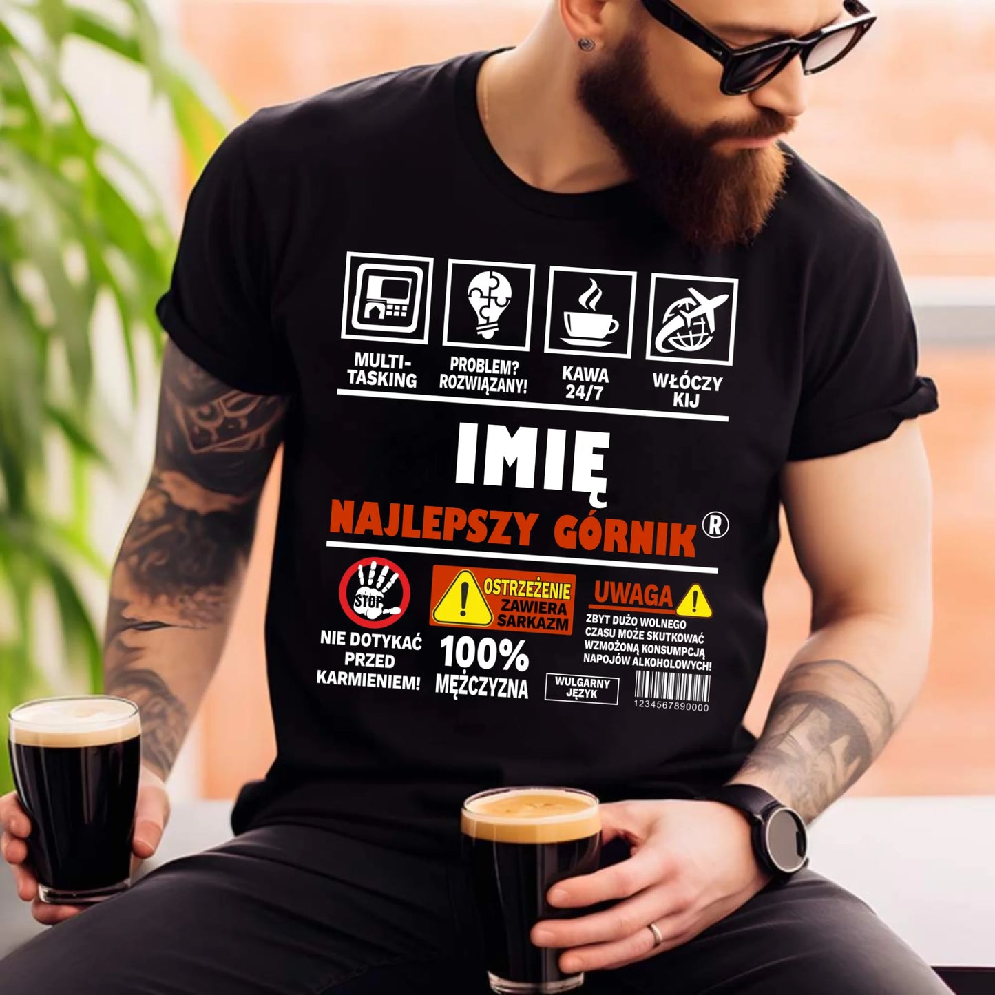 Koszulka męska - prezent dla górnika - Najlepszy górnik 24/7 - personalizowana G11 - StoryCups.pl