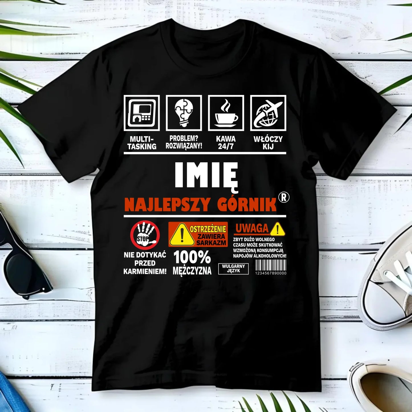 Koszulka męska - prezent dla górnika - Najlepszy górnik 24/7 - personalizowana G11 - StoryCups.pl