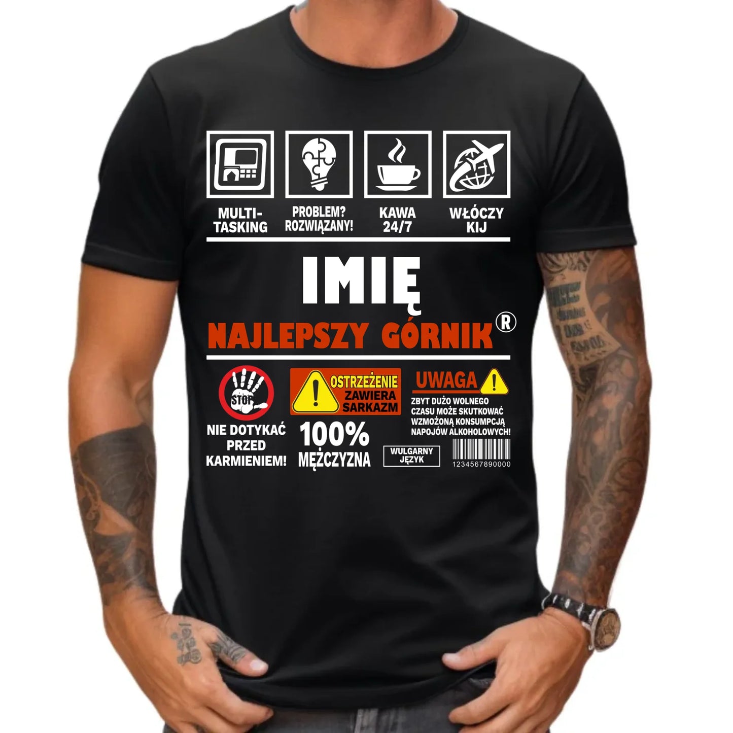 Koszulka męska - prezent dla górnika - Najlepszy górnik 24/7 - personalizowana G11 - StoryCups.pl