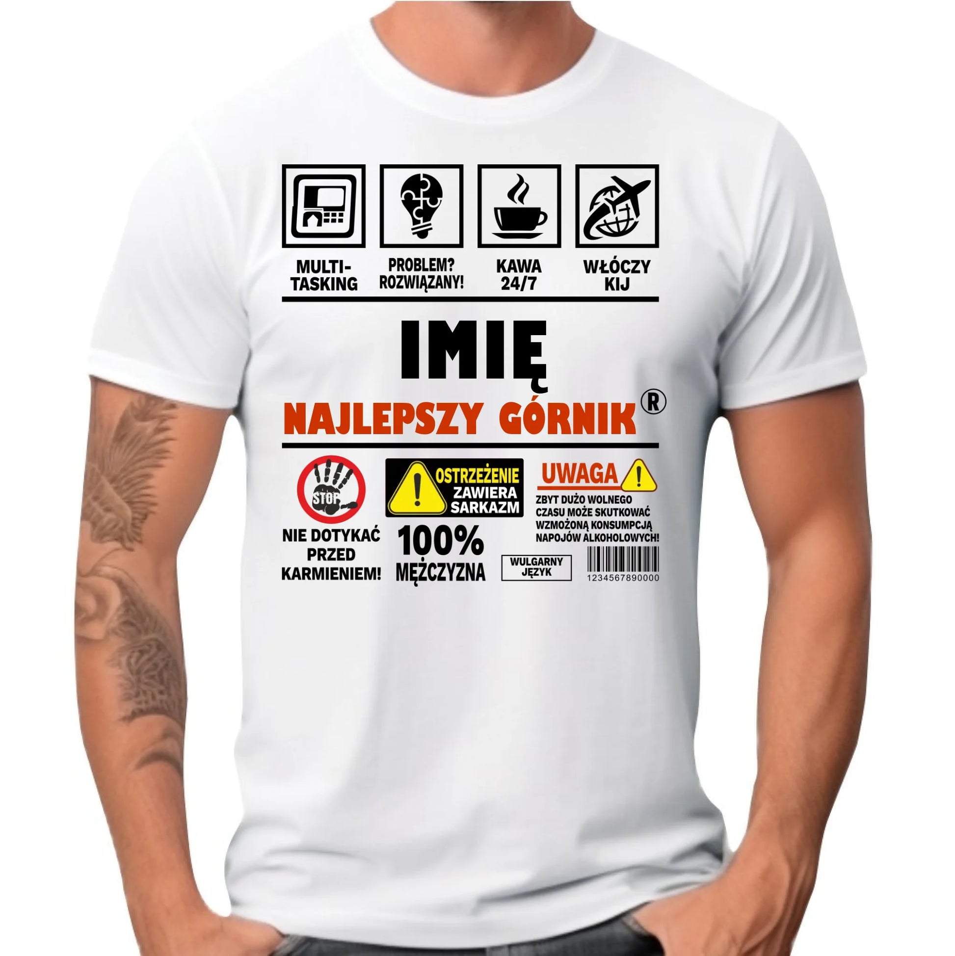 Koszulka męska - prezent dla górnika - Najlepszy górnik 24/7 - personalizowana G11 - StoryCups.pl