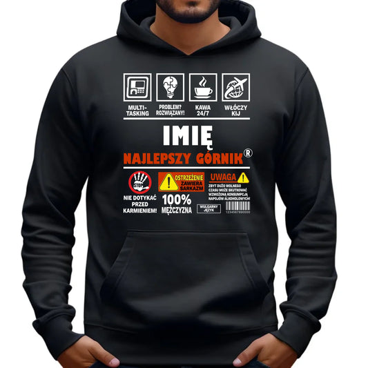 Bluza męska z kapturem - prezent dla górnika - Najlepszy górnik 24/7 - personalizowana G11 - StoryCups.pl