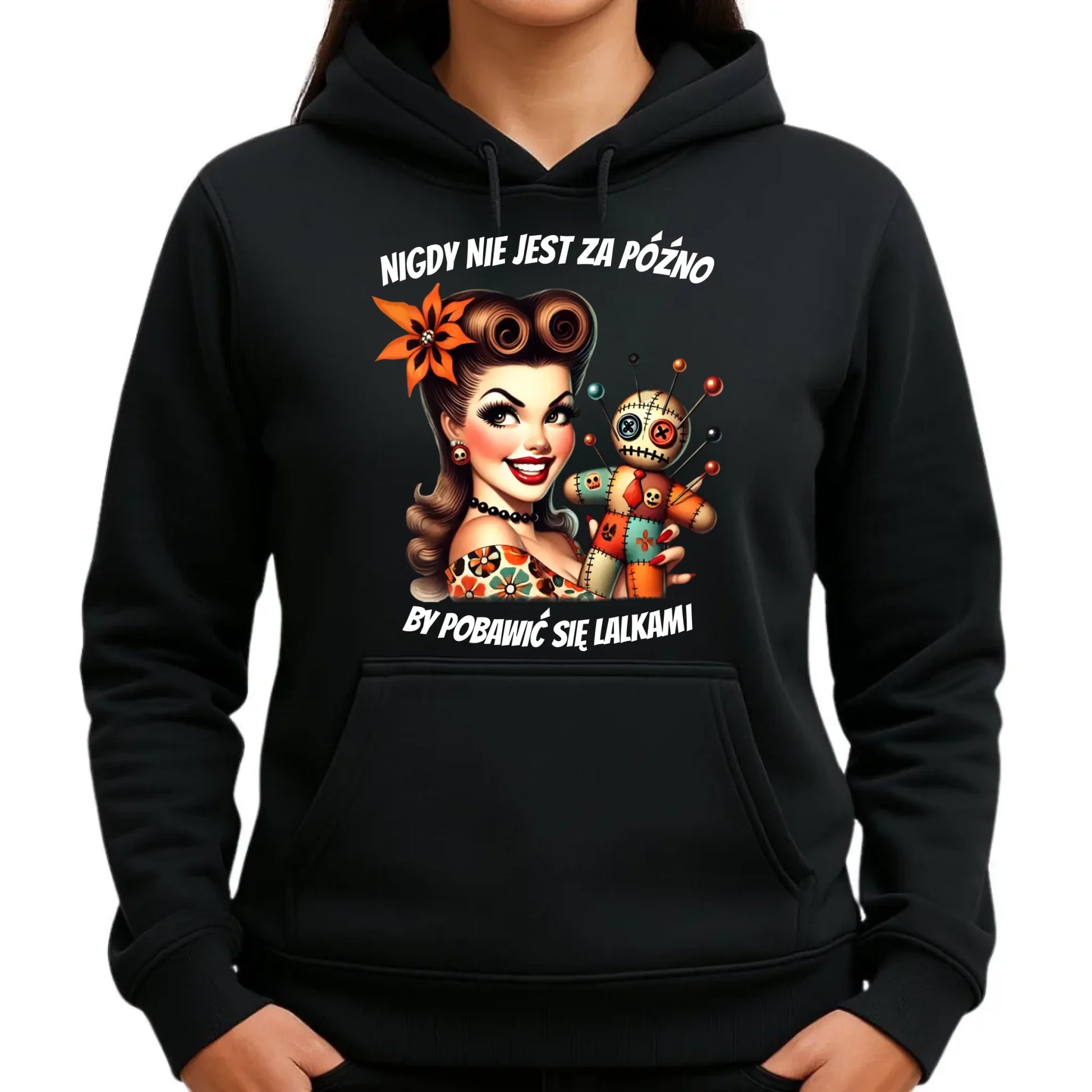 Bluza damska z kapturem - Laleczka Voodoo retro DZ21 - StoryCups.pl