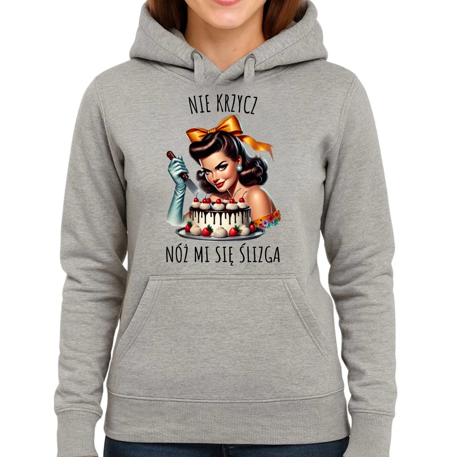 Bluza damska z kapturem - Nie krzycz, nóż mi się ślizga - Czarny humor DZ22 - StoryCups.pl