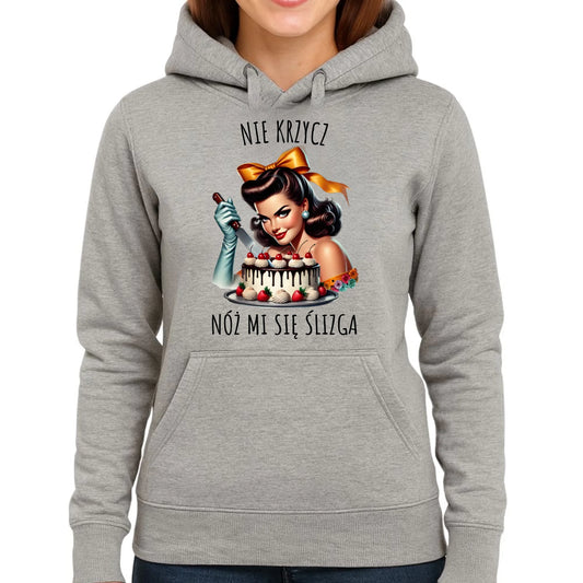 Bluza damska z kapturem - Nie krzycz, nóż mi się ślizga - Czarny humor DZ22 - StoryCups.pl