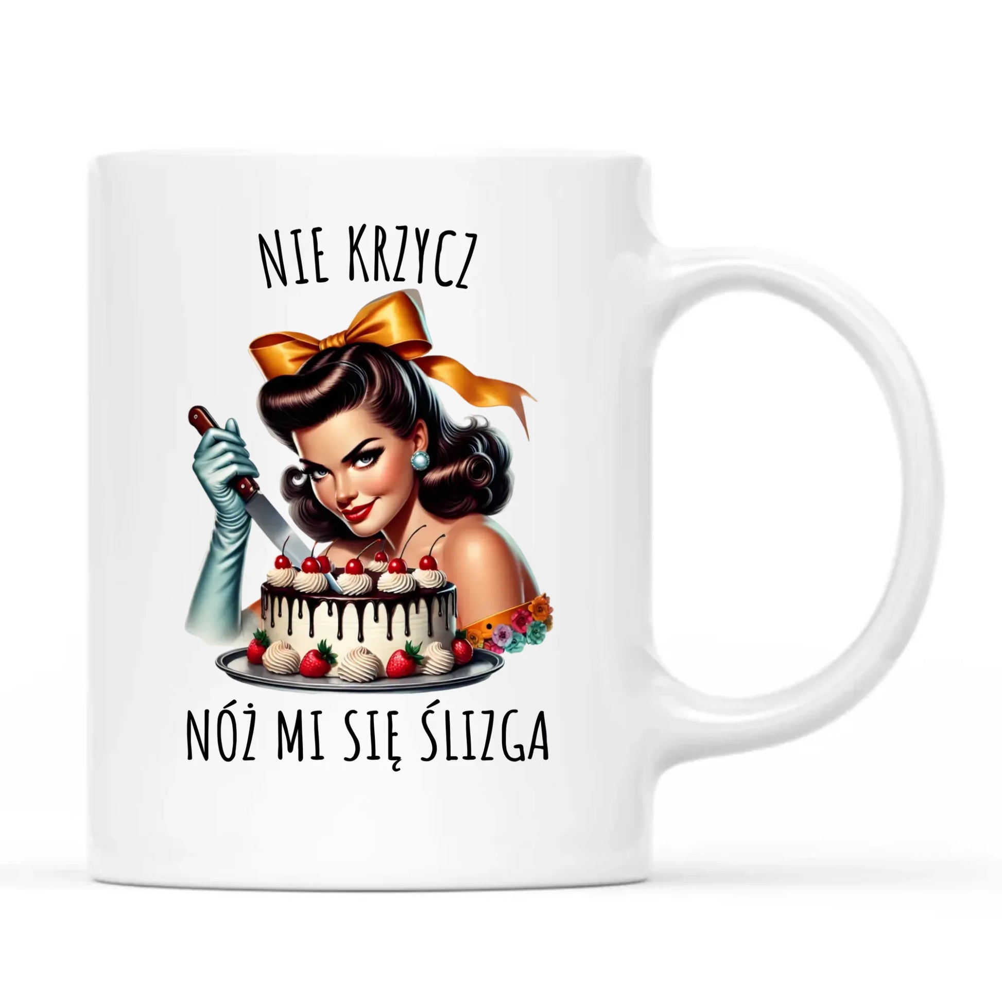 Kubek dla niej - Nie krzycz, nóż mi się ślizga - Czarny humor DZ22 - StoryCups.pl