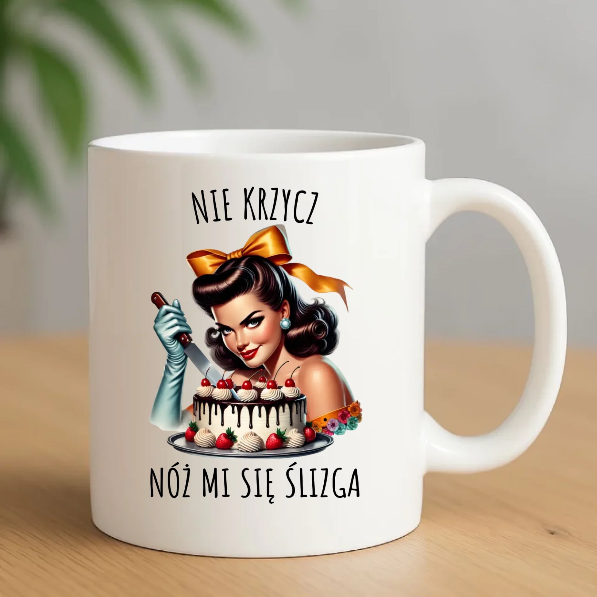 Kubek dla niej - Nie krzycz, nóż mi się ślizga - Czarny humor DZ22 - StoryCups.pl