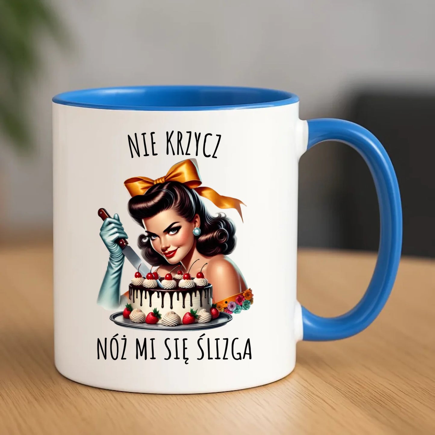 Kubek dla niej - Nie krzycz, nóż mi się ślizga - Czarny humor DZ22 - StoryCups.pl