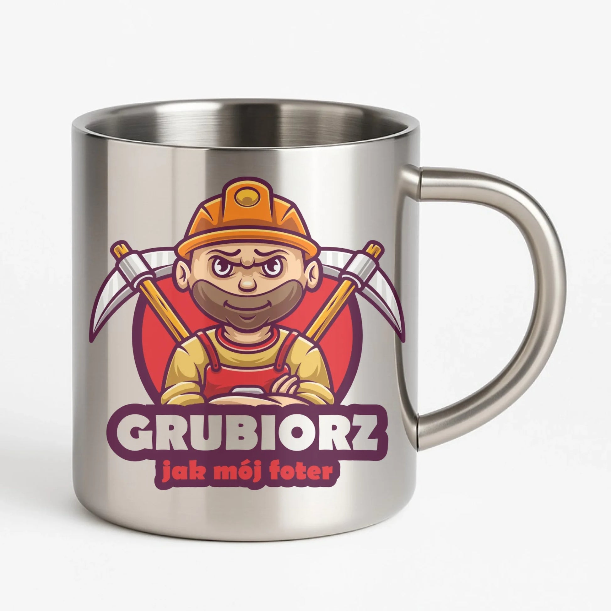 Kubek metalowy - prezent dla górnika - Grubiorz jak mój foter G13 - StoryCups.pl