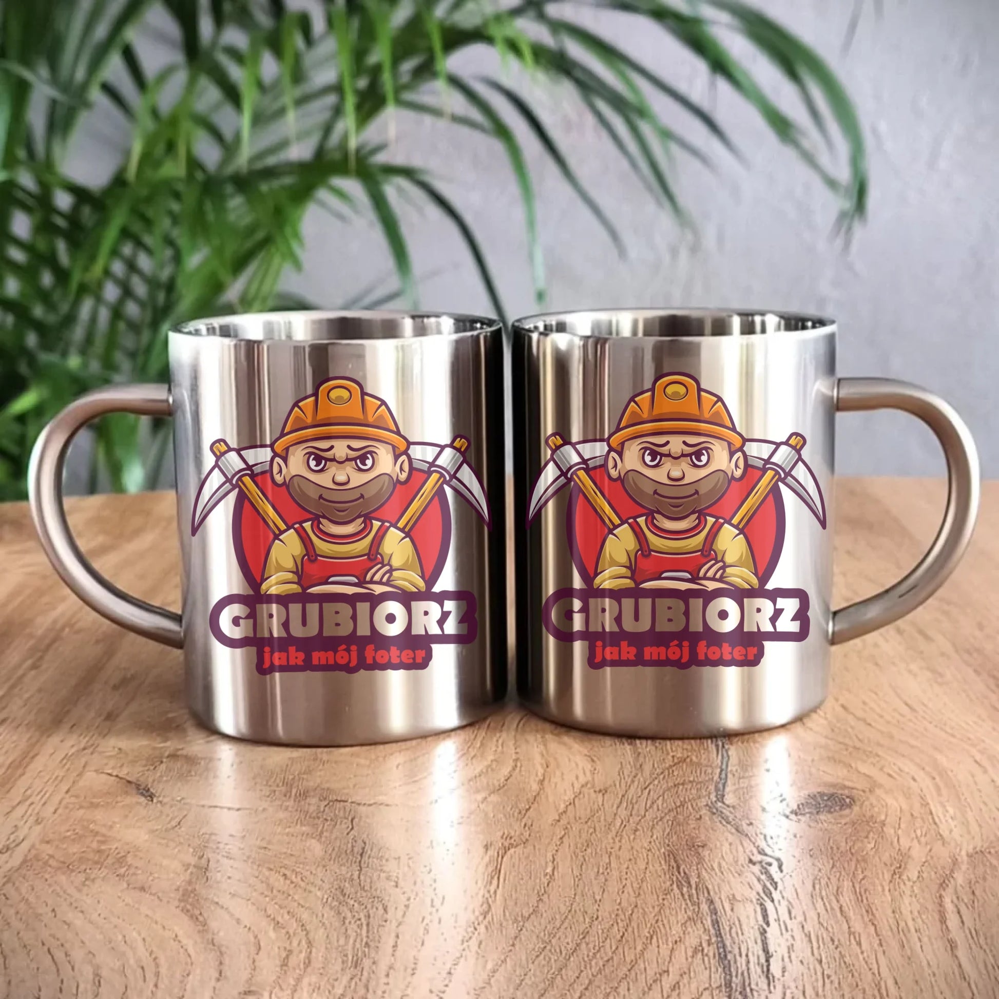 Kubek metalowy - prezent dla górnika - Grubiorz jak mój foter G13 - StoryCups.pl