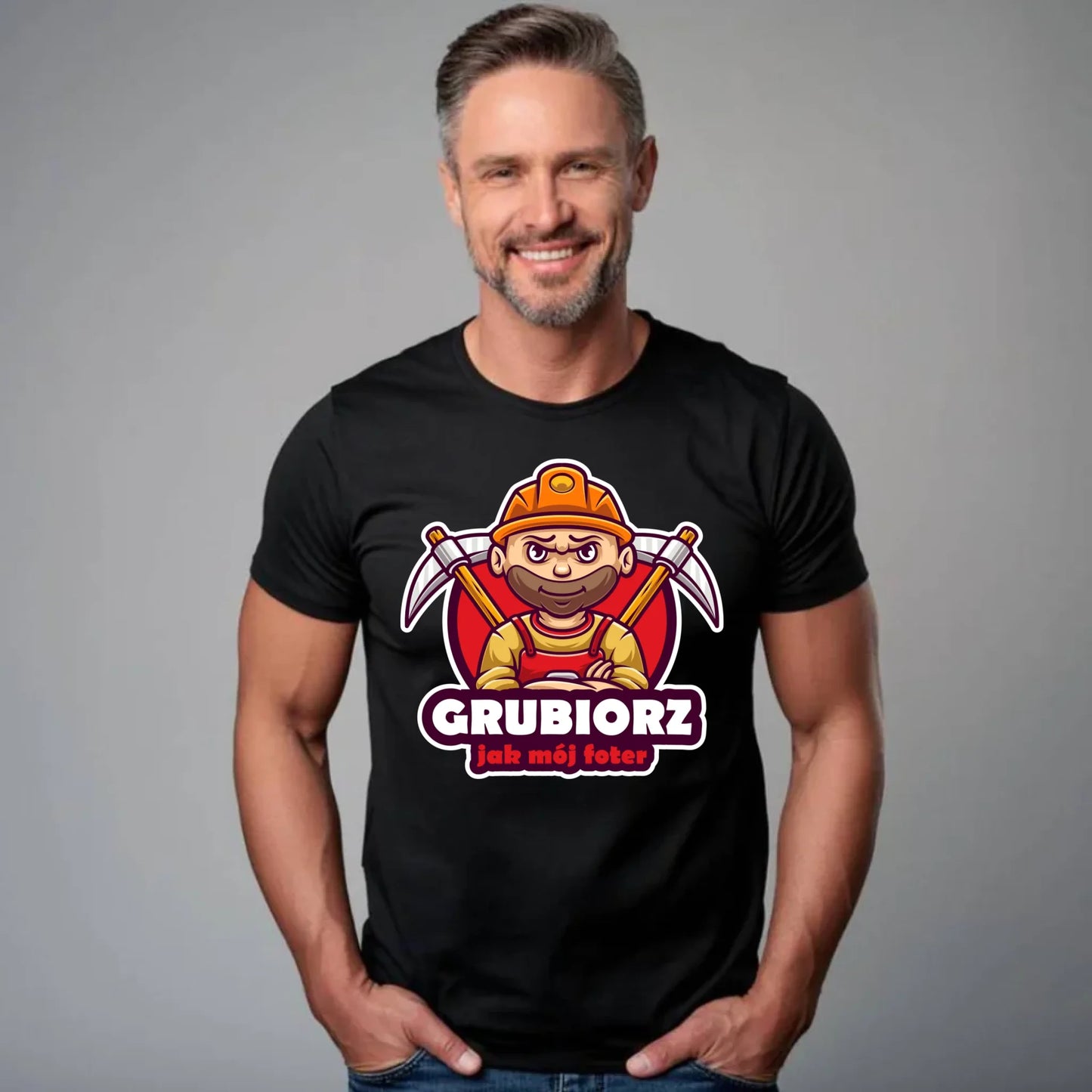 Koszulka męska - prezent dla górnika - Grubiorz jak mój foter G13 - StoryCups.pl