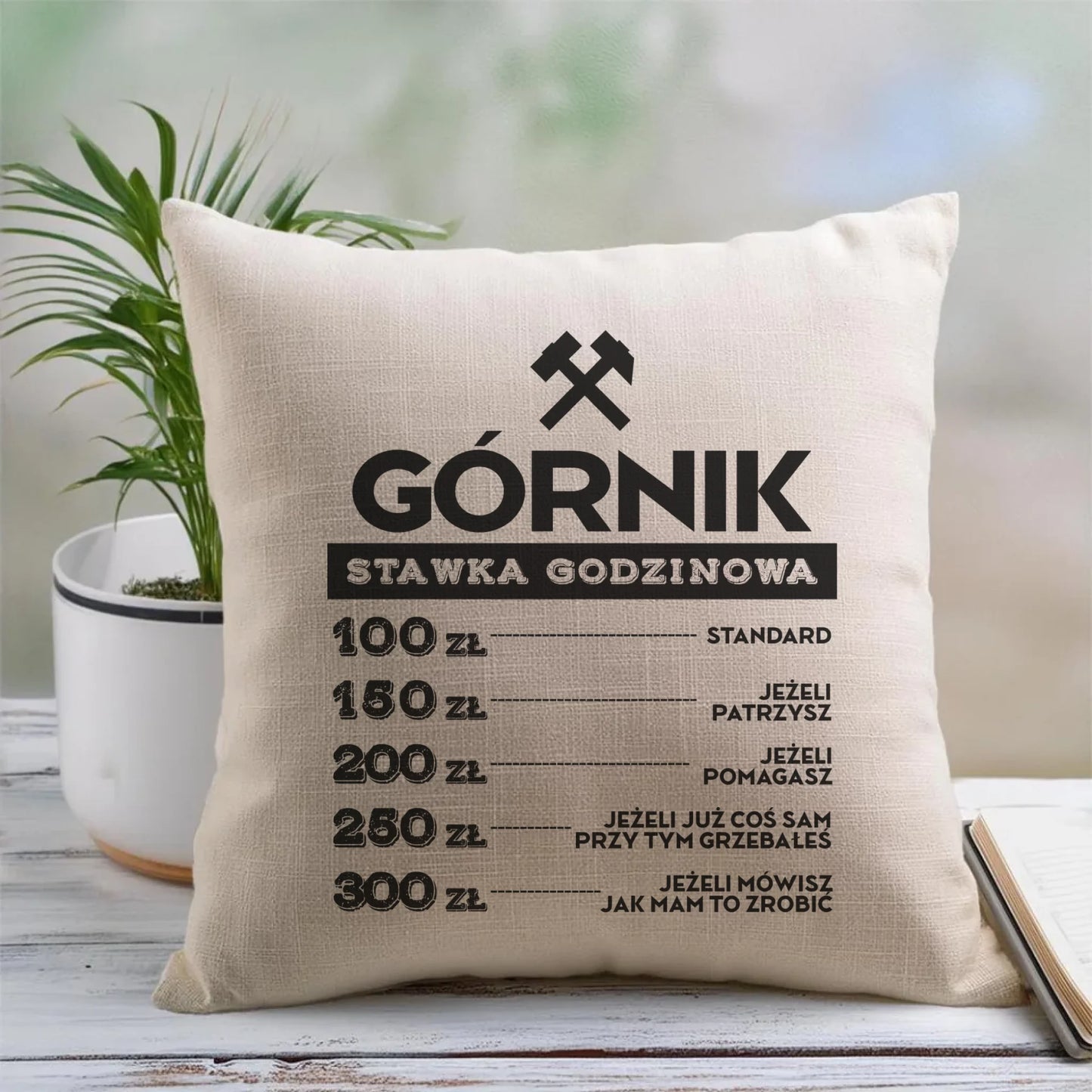 Poduszka - prezent dla górnika - Górnik stawka godzinowa G14 - StoryCups.pl