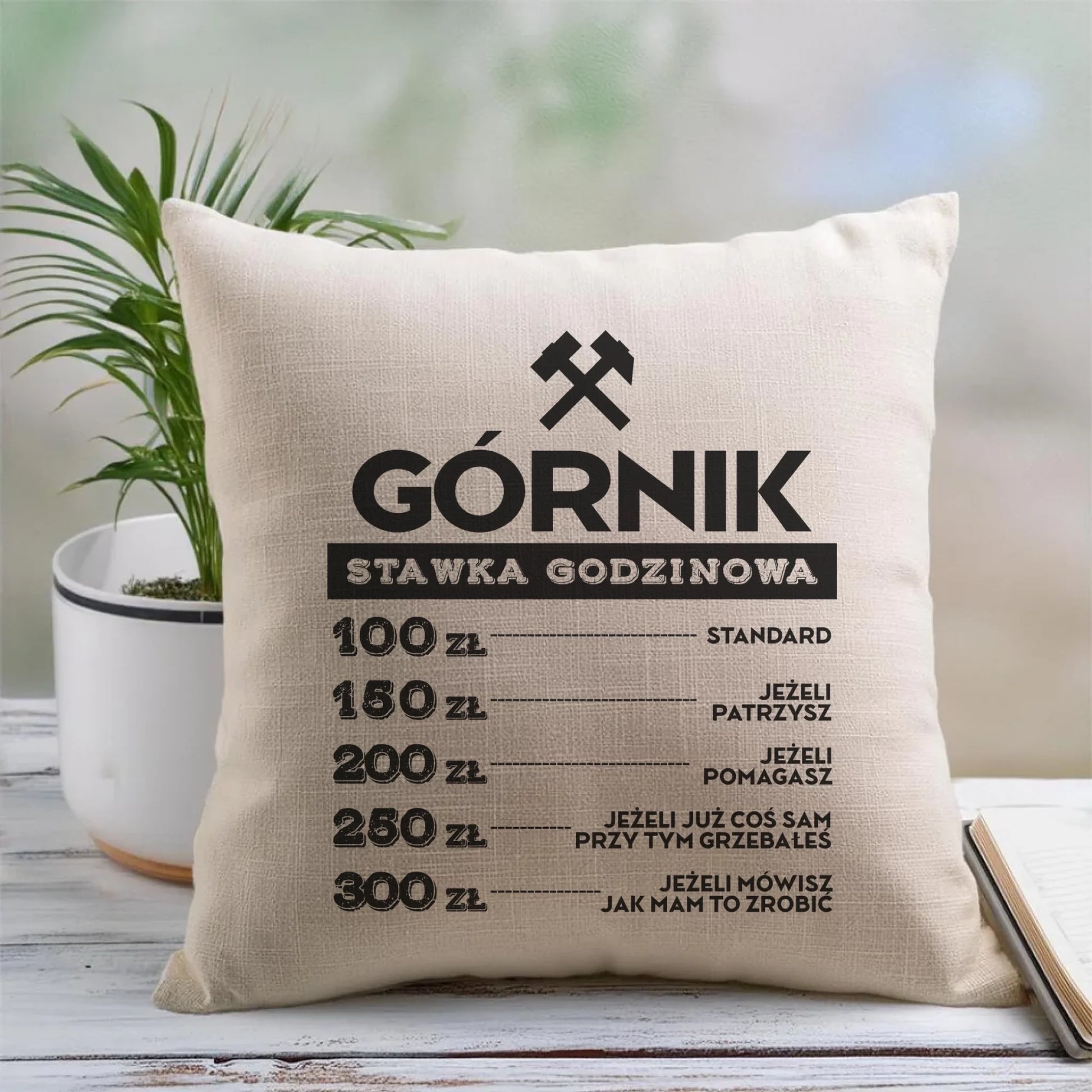 Poduszka - prezent dla górnika - Górnik stawka godzinowa G14 - StoryCups.pl