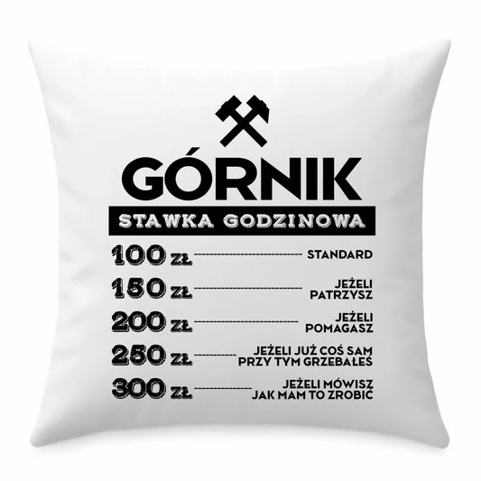 Poduszka - prezent dla górnika - Górnik stawka godzinowa G14 - StoryCups.pl