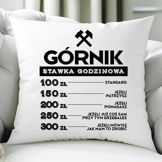 Poduszka - prezent dla górnika - Górnik stawka godzinowa G14 - StoryCups.pl
