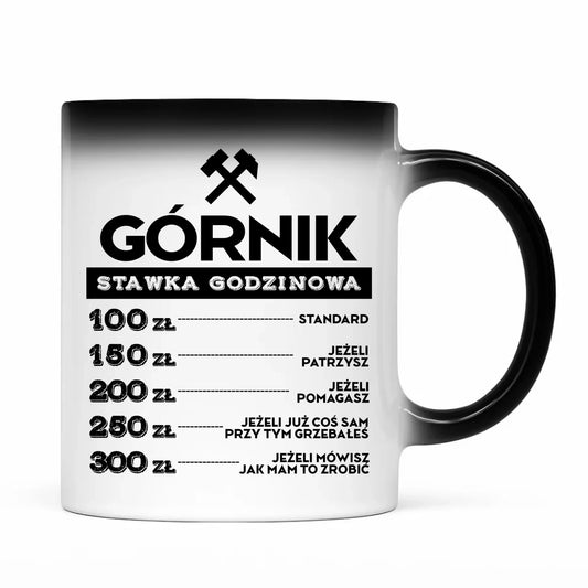 Kubek magiczny - prezent dla górnika - Górnik stawka godzinowa G14 - StoryCups.pl