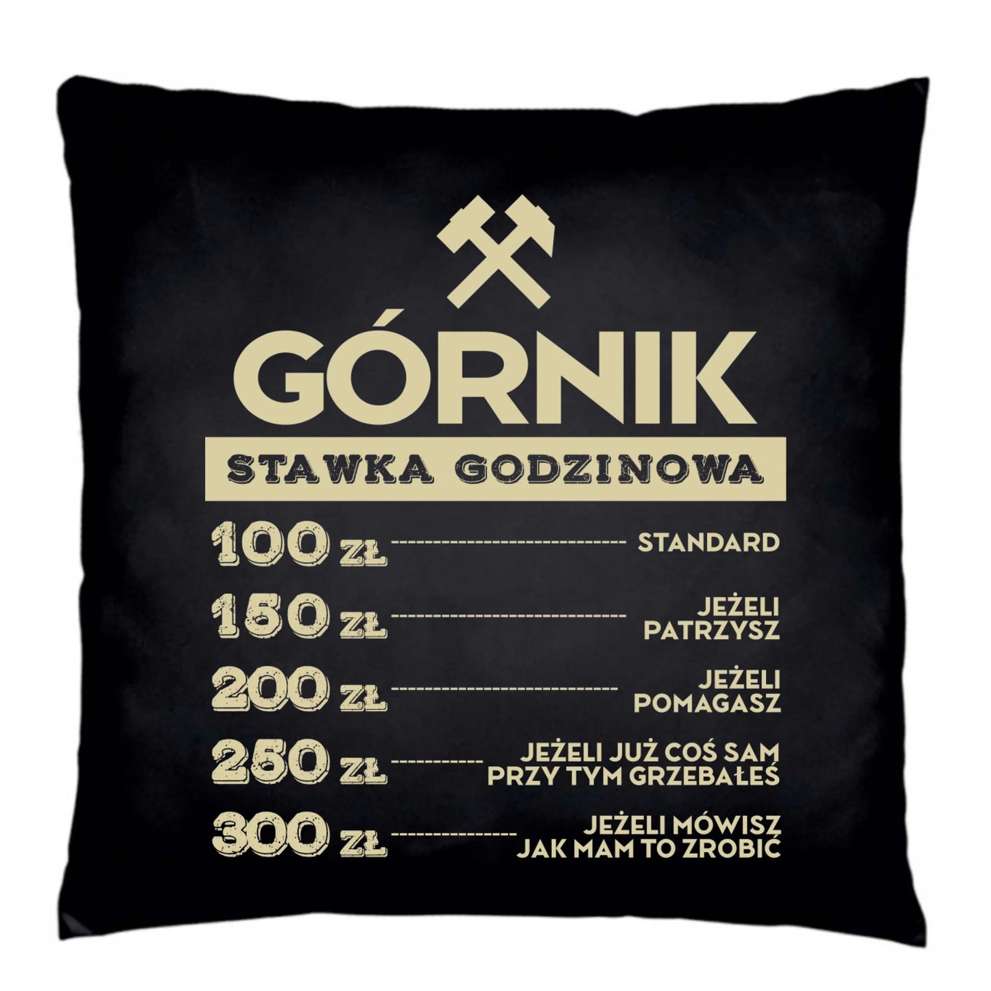 Poduszka dekoracyjna - prezent dla górnika - Górnik stawka godzinowa G14 - StoryCups.pl