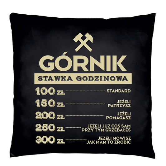 Poduszka dekoracyjna - prezent dla górnika - Górnik stawka godzinowa G14 - StoryCups.pl