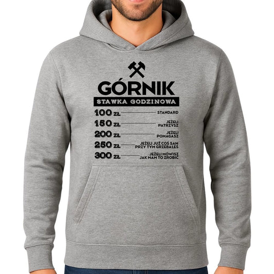 Bluza męska z kapturem - prezent dla górnika - Górnik stawka godzinowa G14 - StoryCups.pl