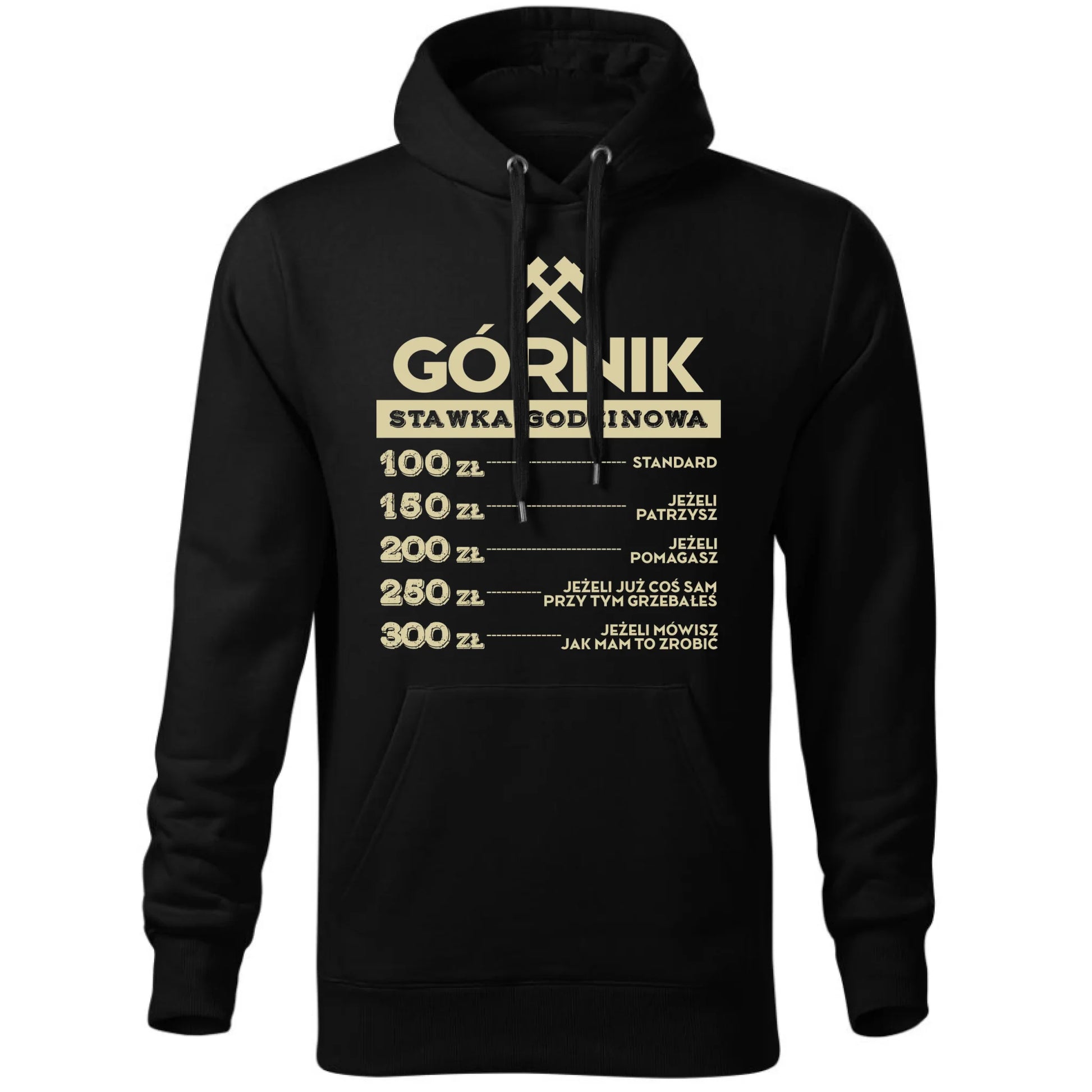 Bluza męska z kapturem - prezent dla górnika - Górnik stawka godzinowa G14 - StoryCups.pl