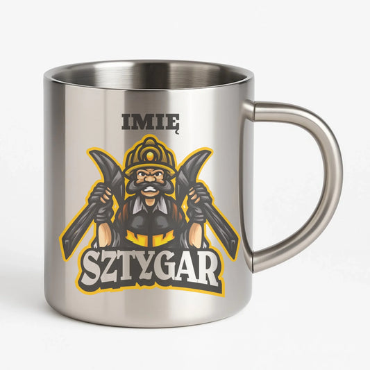 Kubek metalowy - prezent dla górnika - Sztygar - personalizowany G15 - StoryCups.pl