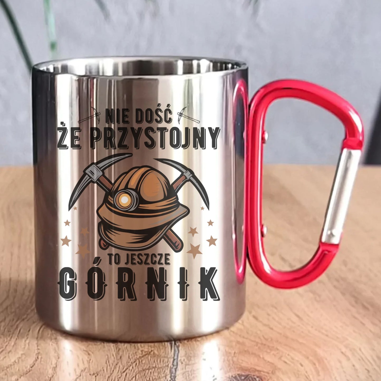 Kubek metalowy - prezent dla górnika - Nie dość, że przystojny to jeszcze górnik G16 - StoryCups.pl