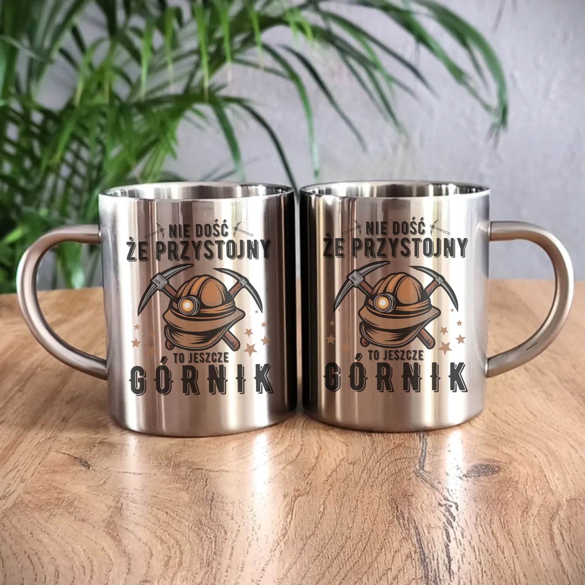 Kubek metalowy - prezent dla górnika - Nie dość, że przystojny to jeszcze górnik G16 - StoryCups.pl