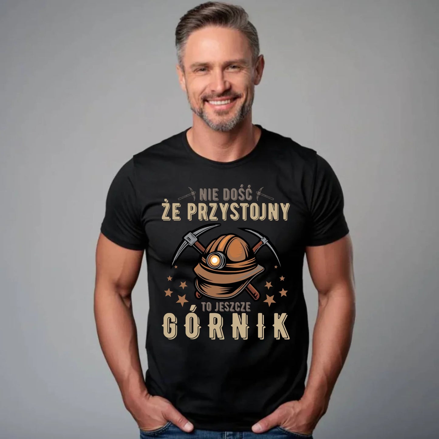 Koszulka męska - prezent dla górnika - Nie dość, że przystojny to jeszcze górnik G16 - StoryCups.pl