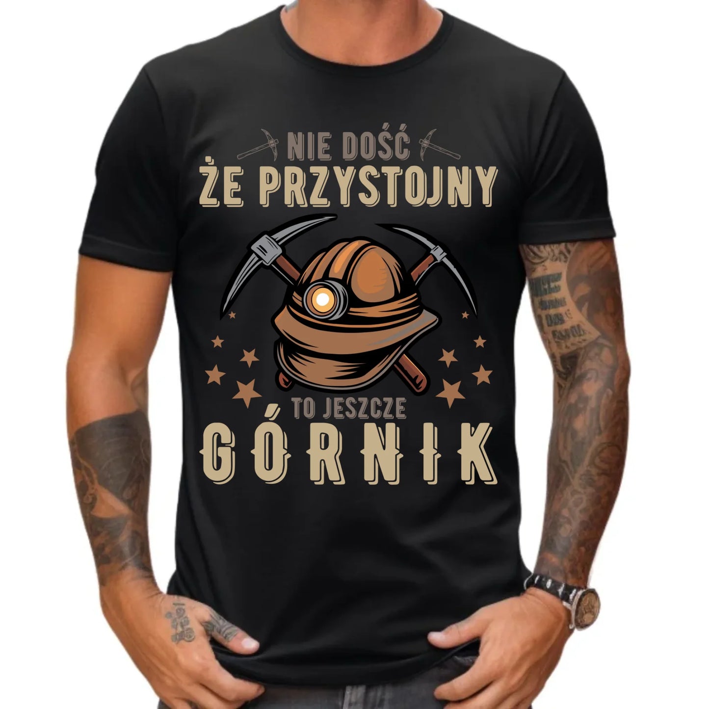 Koszulka męska - prezent dla górnika - Nie dość, że przystojny to jeszcze górnik G16 - StoryCups.pl