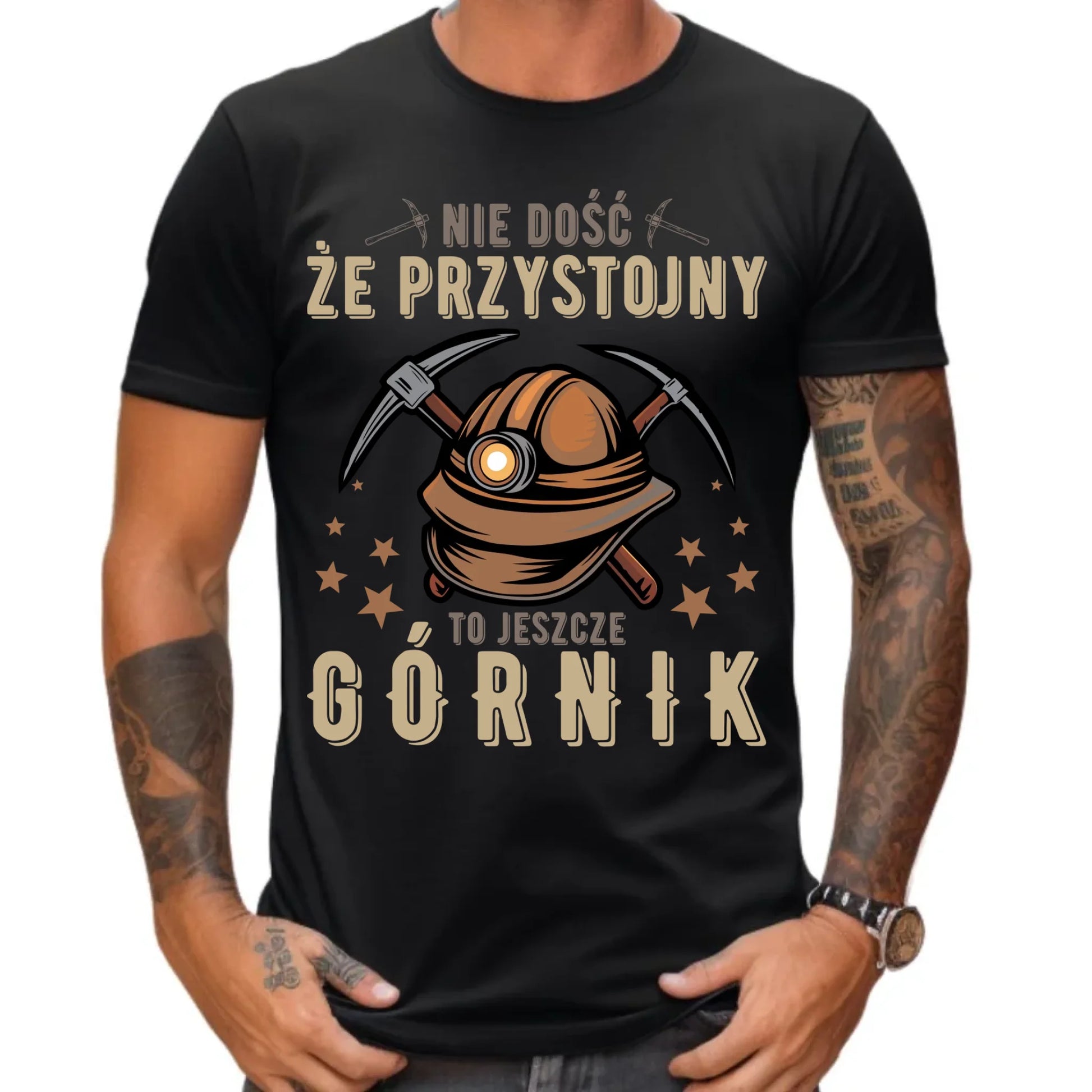 Koszulka męska - prezent dla górnika - Nie dość, że przystojny to jeszcze górnik G16 - StoryCups.pl