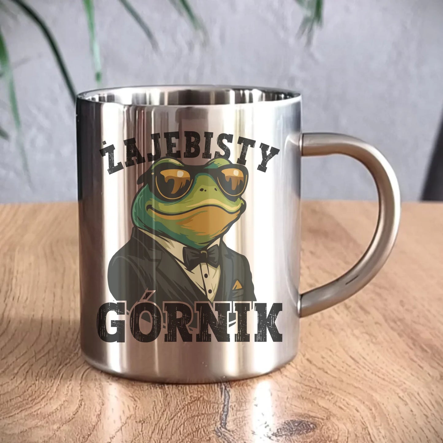 Kubek metalowy - prezent dla górnika - Żajebisty górnik G18 - StoryCups.pl