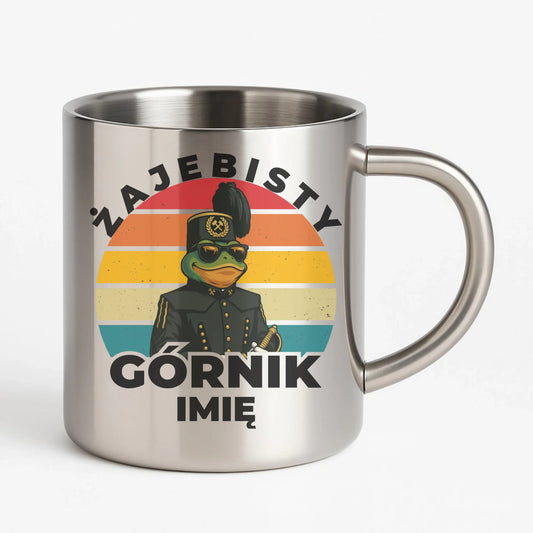 Kubek metalowy - prezent dla górnika - Żajebisty górnik - personalizowany G19 - StoryCups.pl