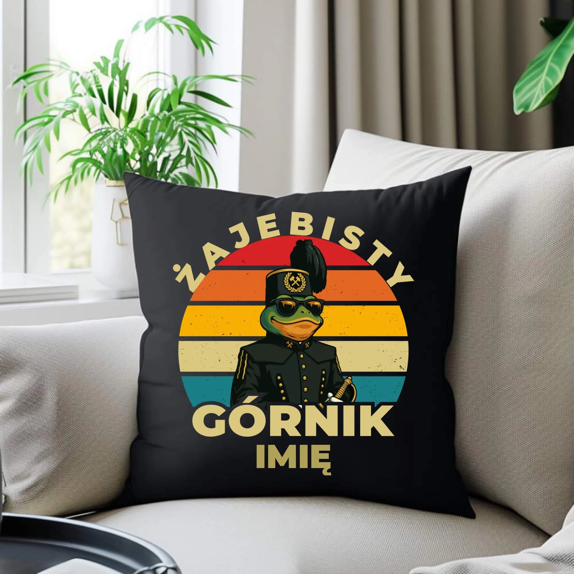 Poduszka dekoracyjna - prezent dla górnika - Żajebisty górnik - personalizowana G19 - StoryCups.pl